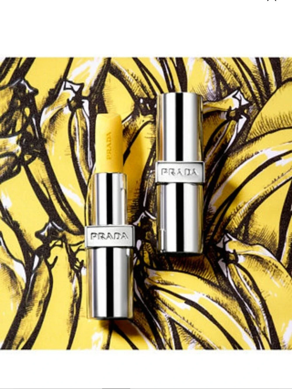 PRADA Yellow Banana-Scented Lip Balm in Silver Tube